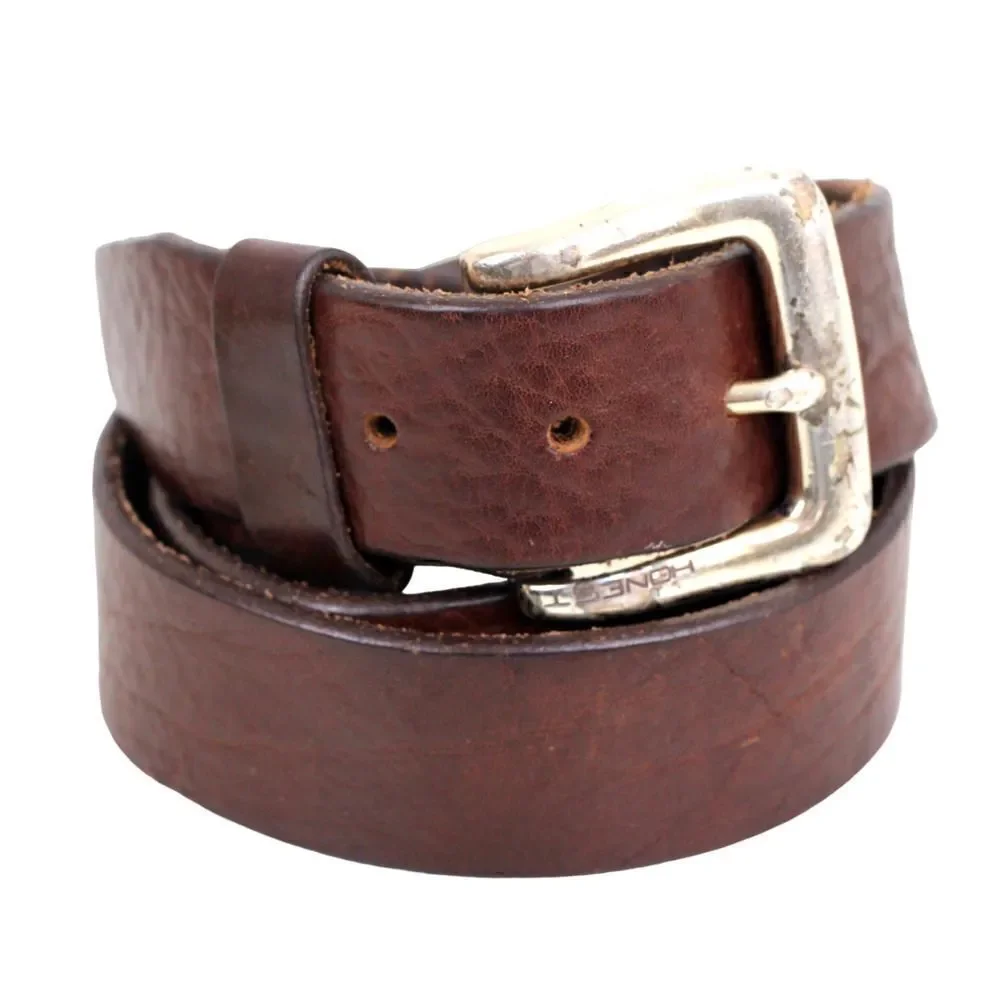 HONEST SADDLE BROWN GENUINE LEATHER 1 3/8